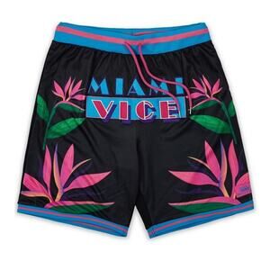 Miami Vice Swingman Shorts Men's SMALL Black Streetwear Casual Summer Retro